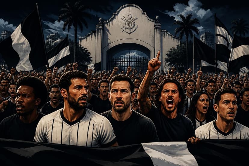 Torcida do Corinthians protesta no Parque São Jorge