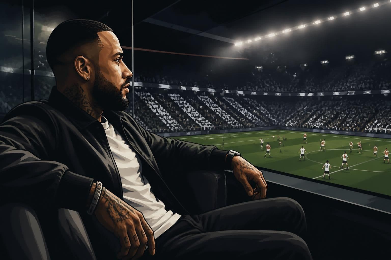 Memphis Depay acompanha jogo do Corinthians na Neo Química Arena