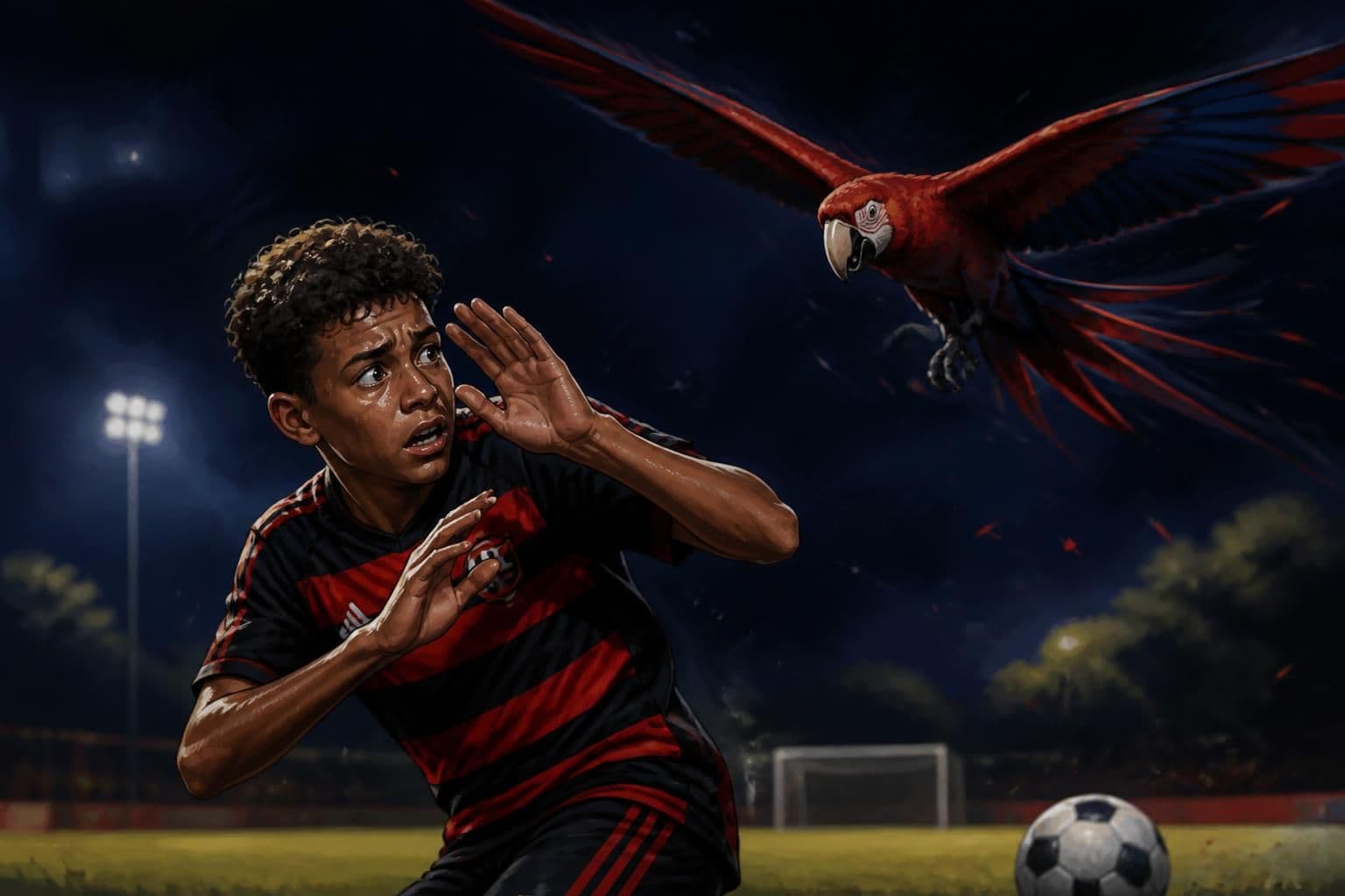 Zagueiro do Flamengo sofre ataque de arara na base