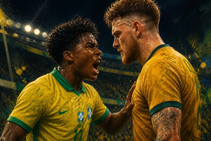 Endrick e Souttar se estranham em amistoso Brasil e Austrália