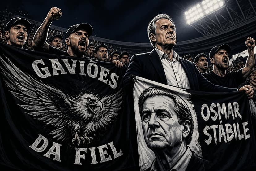 Gaviões protesta contra diretoria do Corinthians na Arena