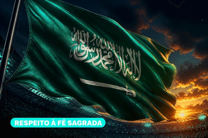 Por que a bandeira da Arábia Saudita não toca o gramado?