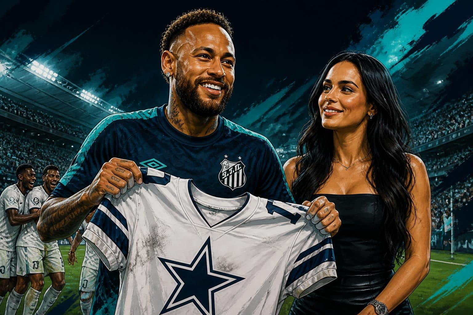 Neymar ganha camisa do Dallas Cowboys no Maracanã