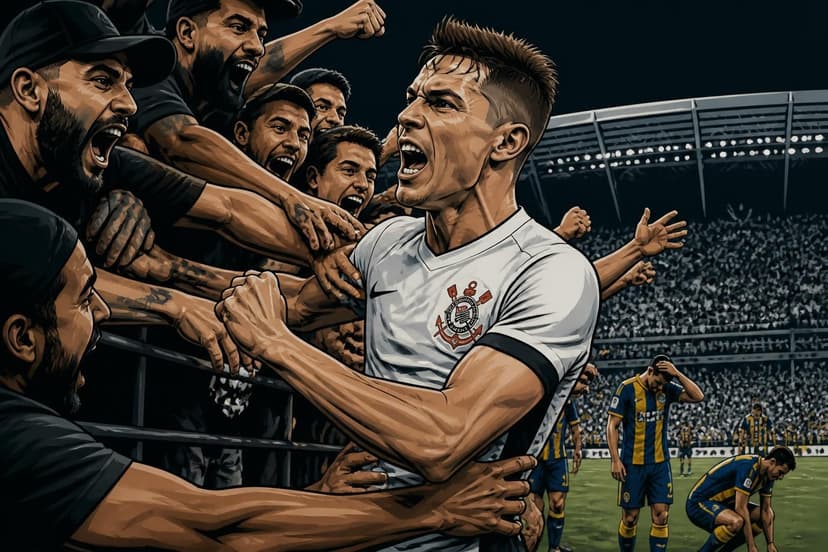 Gabriel Paulista comemora classificação do Corinthians na Libertadores