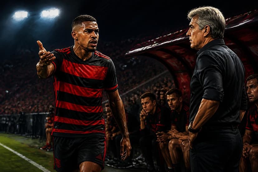 Samuel Lino reclama com Jardineiro após saída de campo no Flamengo