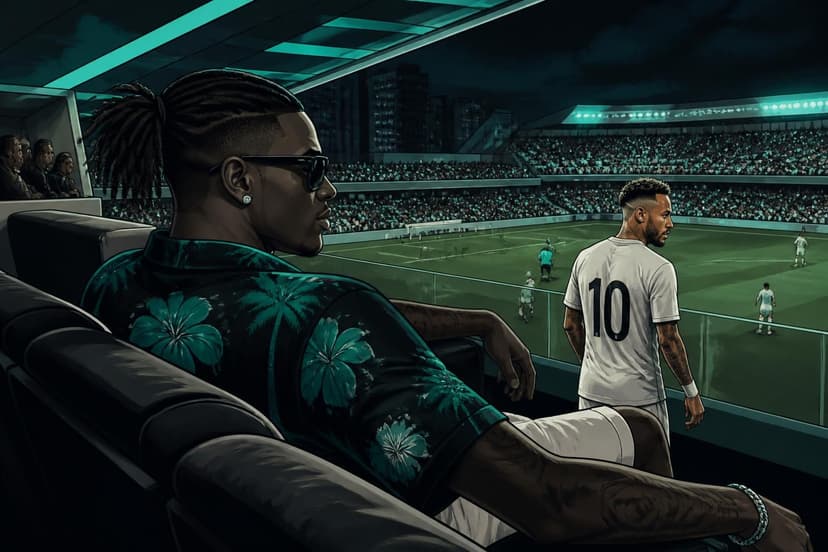 Rafael Leão visita Vila Belmiro e assiste jogo do Santos