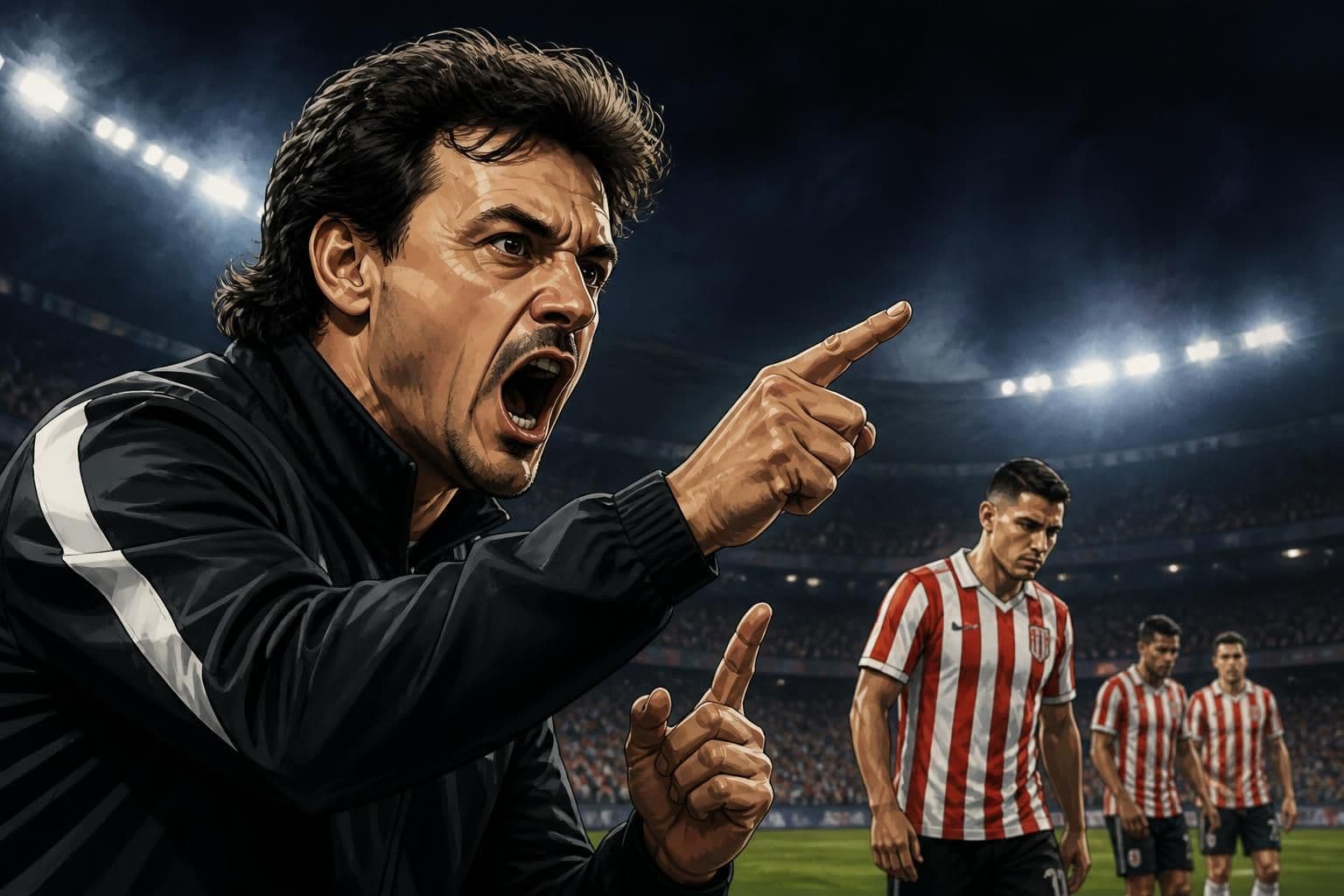 Diniz esbraveja com jogadores no jogo do Corinthians