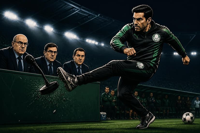 STJD denuncia Abel Ferreira por chute em microfone no Mirassol