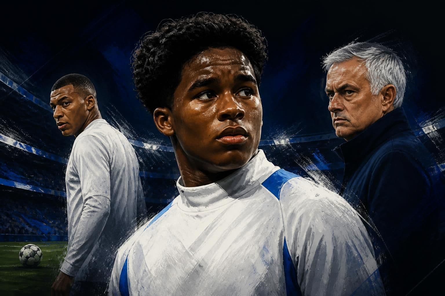 Endrick tenta fugir de Mbappé no Real Madrid