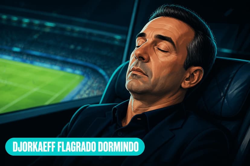 Djorkaeff é flagrado cochilando em jogo da Espanha