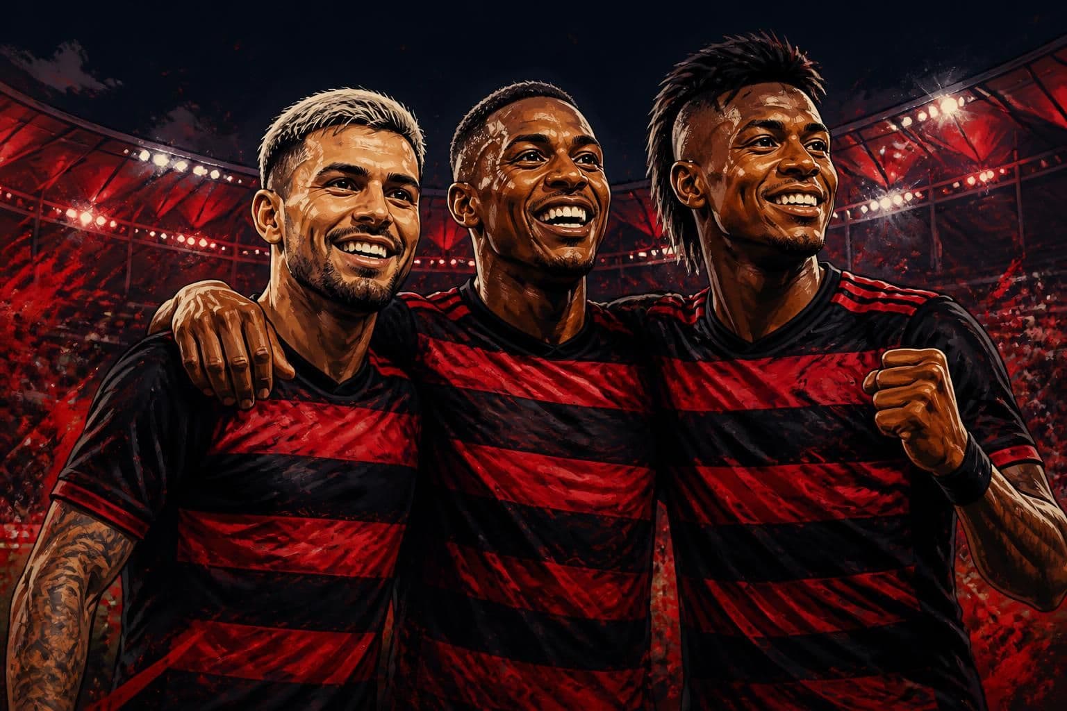 Flamengo anuncia bustos para Arrascaeta e Bruno Henrique