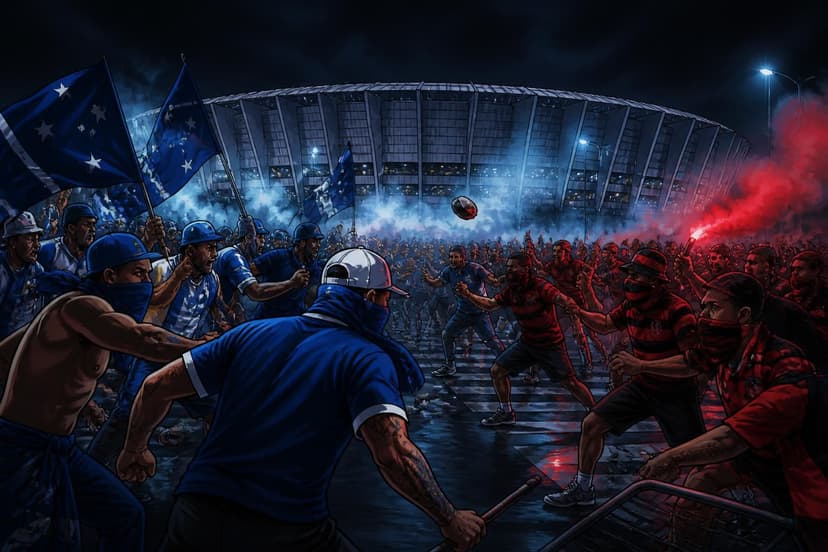Confusão entre torcidas de Cruzeiro e Flamengo no Mineirão