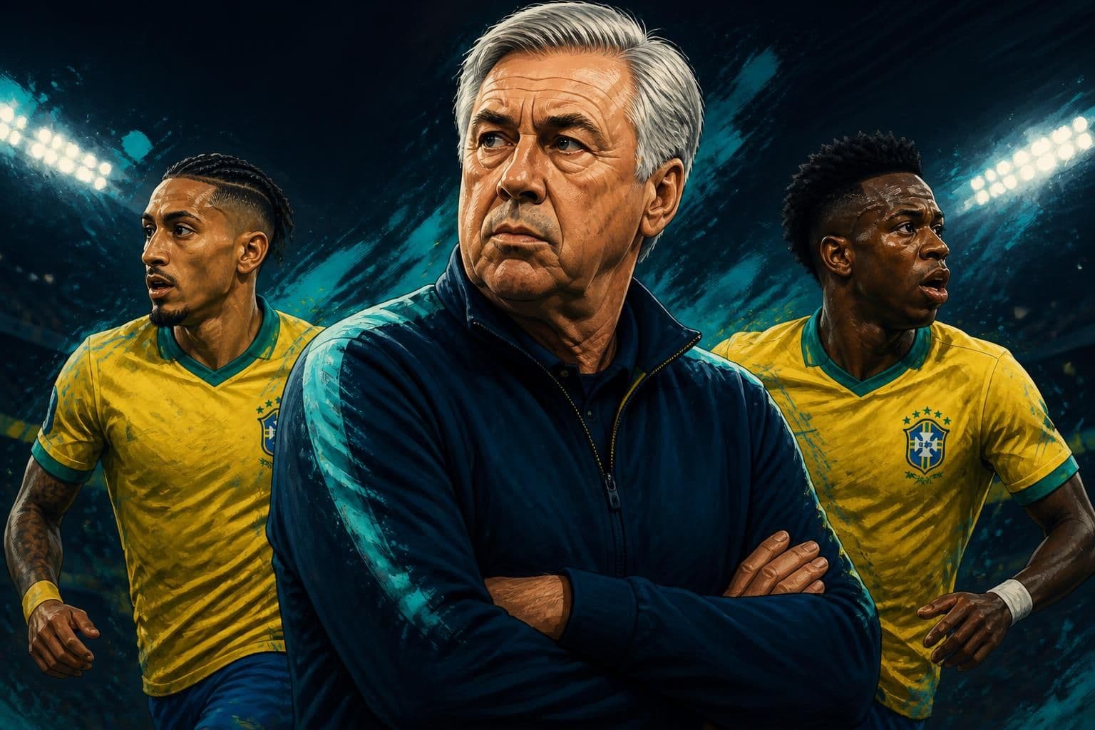 Ancelotti analisa fase de Raphinha e Vini Jr