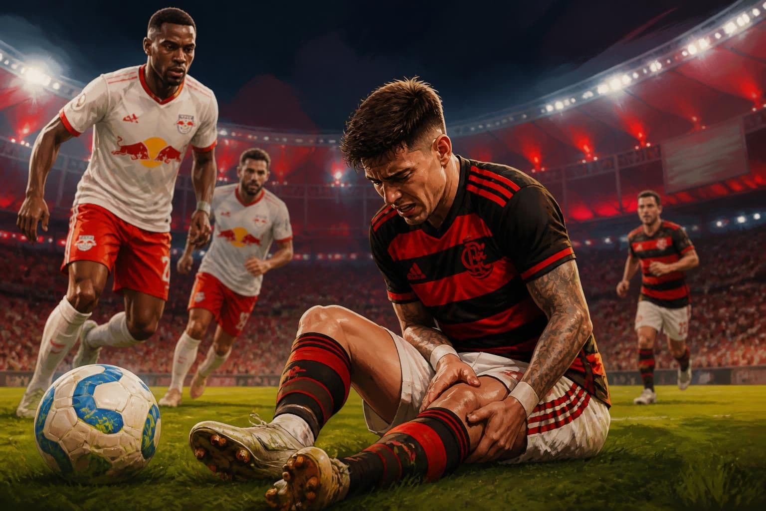 Ayrton Lucas se lesiona em Flamengo x Bragantino