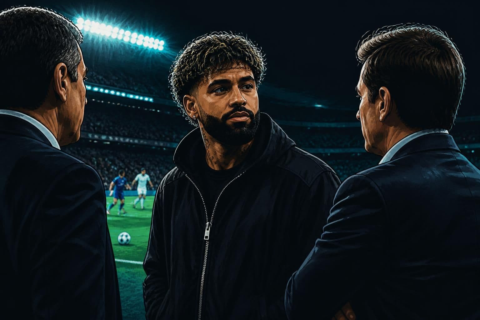 Gabigol encontra diretoria do Cruzeiro na Vila Belmiro