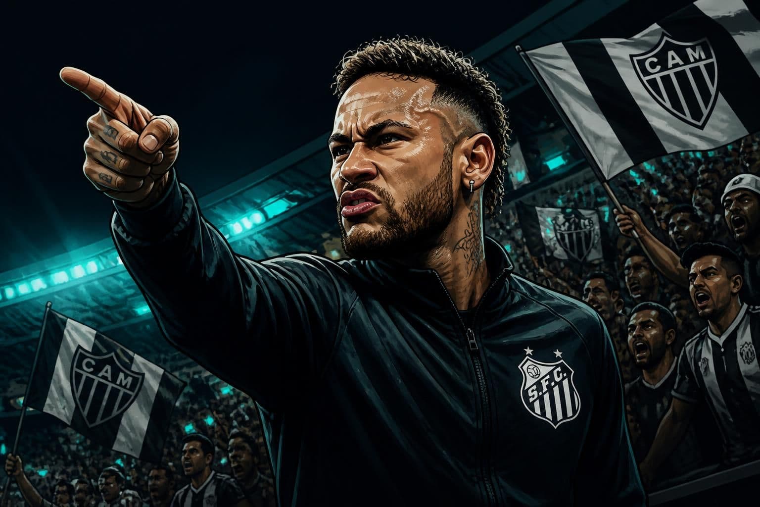 Neymar rebate torcida do Atlético-MG na Vila Belmiro